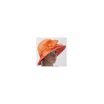 7cm Orange Womens Church Hats / Feather Straw Braid Sewing Brim Hats For Decoration