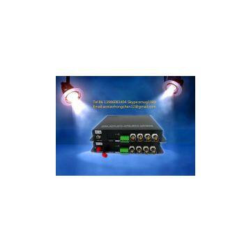 4CH HDTVI video audio fiber converter with black aluminum case