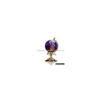 Navy blue gemstone globe with Semi-Meridian Stand