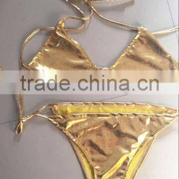 Hot Golden Sexy Girl Bikini Party Costume photo-2