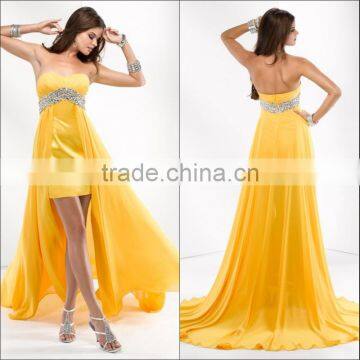 hot selling yellow prom dress quinceanera dresses with detachable skirt