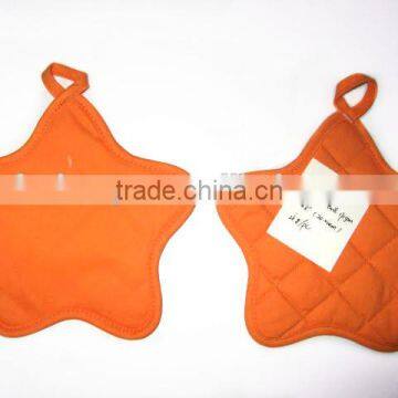 Orange Star Shape Pot Mitt Solid Color Cotton Potholder