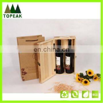 High quality natural wooden wine box 2 bottles packing wooden box