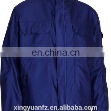Navy Blue Cotton Fireproof Zip Front Working Suit Jacket