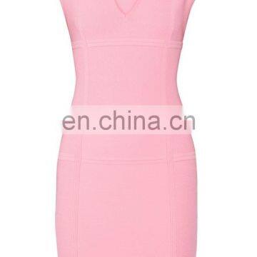 Wholesale Women Fashion Clothing Textured Cheap Sexy Pink Bandage Jersey Mini Dress photo-2