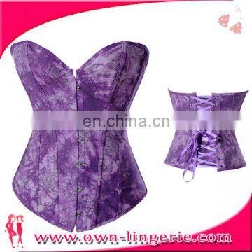 Wholesale Elegant purple Floral Print Hot Sexy underbust steel boned Corset