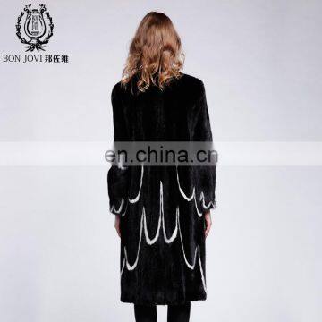 Luxury Mink Fur Overcoat Ladies Fur Dress Fly Wing Pattern Mink Fur Coat photo-3