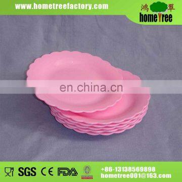 2015 6pcs round PP pink cheap plastic dish for dinner