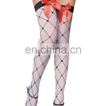 Fashion sheer poker cards prints stockings sexy poker thigh high nylon stockings tubes with red bows argyle stockings