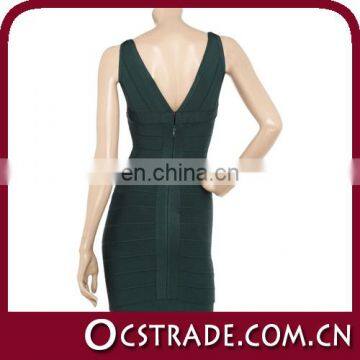 fashion long green silk evening dress