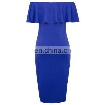Grace Karin Sexy Women's Off Shoulder Hips-Wrapped Blue Maternity Bodycon Pencil Dress CL010625-2 photo-2