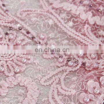 China Suppliers Flower Beaded Wedding Lace Fabric for Wedding Party photo-2