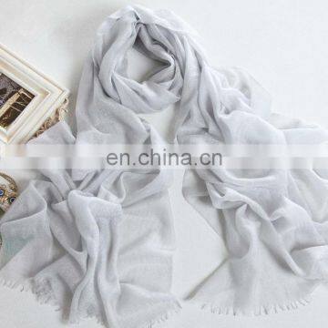 Fashion light grey color pure print cashmere scarf