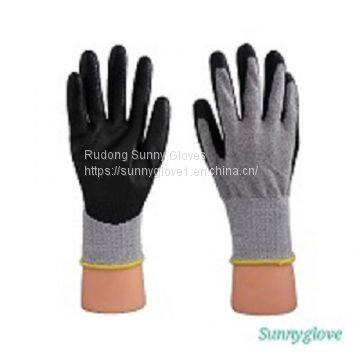 GREY CUT-RESISTANT 5 BLACK PU PALM GLOVES