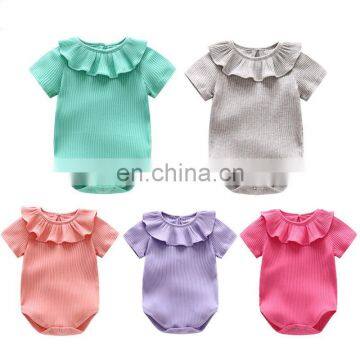 Lovely Newborn Baby Romper Short Sleeve Summer Cotton Ruffle Baby Romper