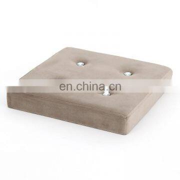 Customized Milk Tea Color!room Furniture Velvet Folding Storage Pouf Stool Ottoman With Sparking Crystal