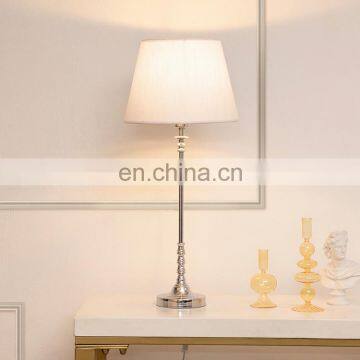 High-end Atmospheric Office Art Furnishings Handmade White Lampshade Silver-plated Metal Reading Lamp photo-3
