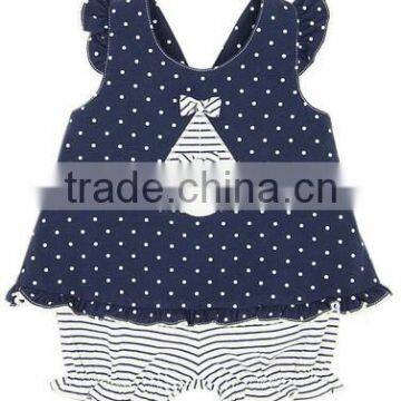 Custom Children Clothes High Quality Fashion Strip Blue and White Kids Girl Shirt photo-2