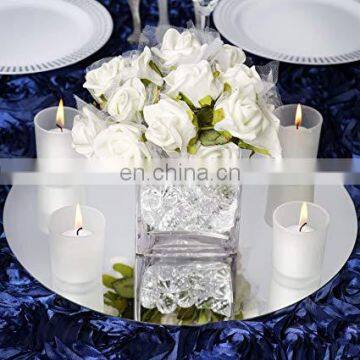 8'' 10" 12'' Round mirror candle plate with beveled edge for Wedding decoration set of 12pcs