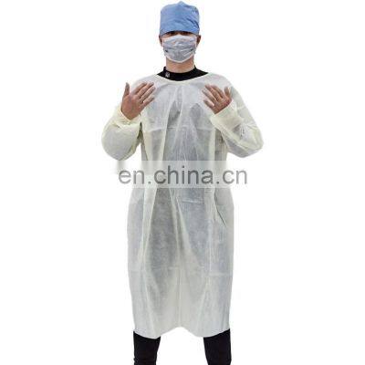 Disposable Isolation Gowns Level 1 With Knitted Cuff Disposable PP Yellow Isolation Gowns