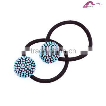 Colored Top Quality Lasted Fancy Style Round Flower Chunky Crystal Dotted Hair Elastic Rubber Bands For Girls Ponytail Holder