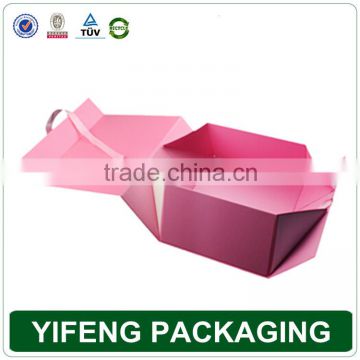 Custom small rectangle folding paper gift box with ribbon/paper folding box