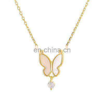 2021 New silver 925 necklace women butterfly zircon jewelry