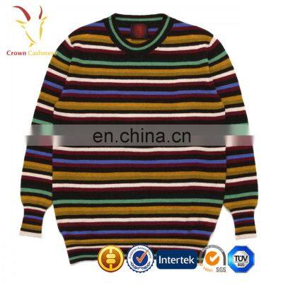 Women Fashion Striped Pullover Sweater Mongolian Cashmere Sweater