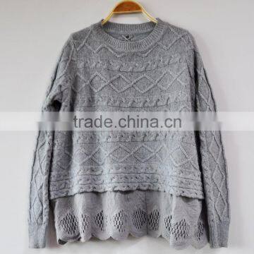 Sweater Dress Women Grey Lace Skirt Jumper Sweaters