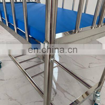 Hospital Used Stainless Operating Steel Baby Bed With Mattress