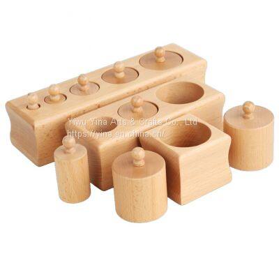 Knobbed Cylinder Montessori, Montessori Cylinders with Knobs Socket Montessori Materials Educational Toys (Set of Four)