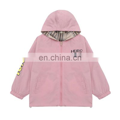 2021 new girls autumn jackets, both sides wear children's clothing, big children's children's jacket windbreaker hooded jacket