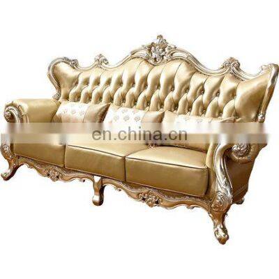 Luxury home furniture antique european style classic leather living room sofa set