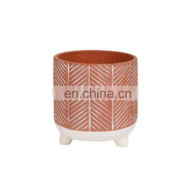 K&B wholesale indoor ceramic flower pots irregularity pattern ornament round flower pot