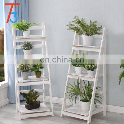 3 Tier Plant Shelves Flower Stand Wooden Foldable Storage Display Ladder Shelf