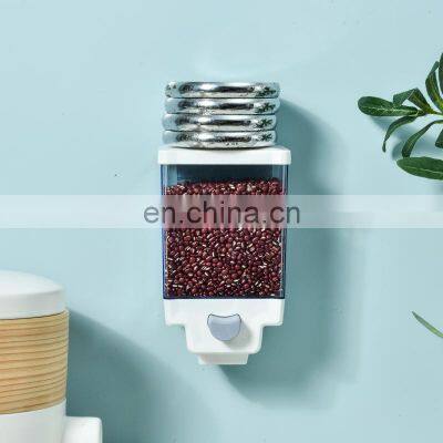 Cereal Dispenser Wall Mounted Container Storage Box Plastic Container Kitchen Double Wall Rice Dispenser Wall Mounted