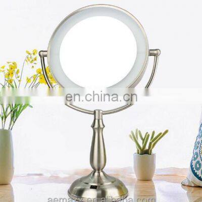 Oval Shape Double Sides Magnify LED Lighted Desktop Makeup Mirror photo-2