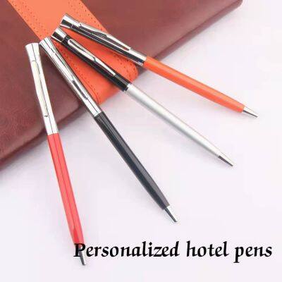 Custom Company Logo Promotional Personalized Hotel Pens Advertising Gift Metal Ballpoint Pen photo-2