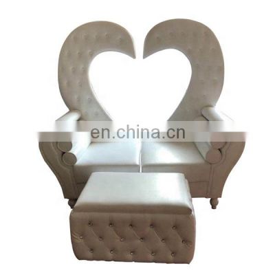 wholesale 2021 royal luxury white heart design double love seats events king throne wedding chair