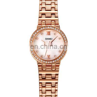 New Arrival Skmei 1809 Luxury Rose Gold Stainless Steel Strap Women Quartz Watch Original Factory Wholesale Price