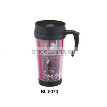 400ml double wall plastic mug with advertising paper inserted BL-5070