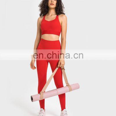 High Quality Sexy Cross Thin Straps Sports Bra Crotchless Leggings Two Piece Gym Fitness Yoga Suit Set Women Outdoor Clothing photo-3
