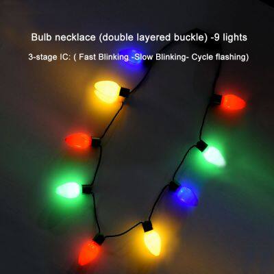 Hot Sales Flashing 9 Lights Light Up Bulb Necklaces for Theme Party photo-5