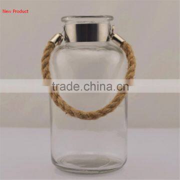 new design clear glass hanging vases glass candle holder glass bottle for flower and candle