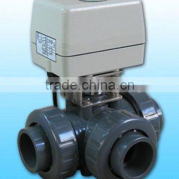 KLD400 3-way motorized Ball Valve(upvc) for automatic control,water treatment, process control, industrial automation