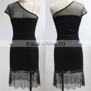 latest design pretty women clothing summer dress in black ladies elegant dress oem