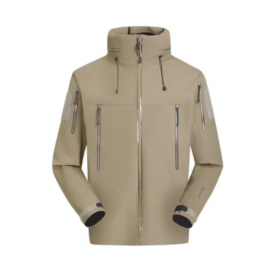 Outdoor Activity Men's Custom Logo Windproof and Waterproof Hooded Raincoat Windbreaker Ski Jacket photo-3