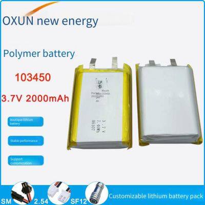 Oxun Lithium Polymer Battery 103450, 3.7v 2000mah for Gps Locators, Early Education Machines, and Beauty Devices