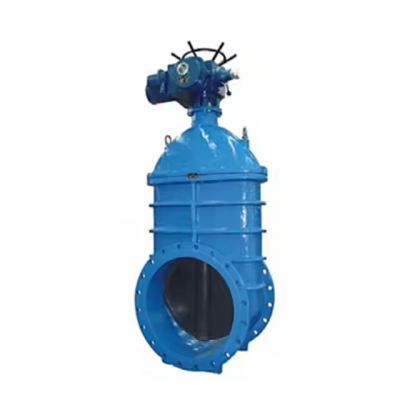 DIN Electric Motorized Gate Valve WCB Cast Steel Flange Resilient Seat Gate Valve Actuator Large Diameter Industrial Valve