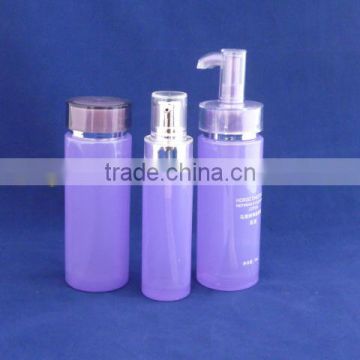 Elegant glass lotion bottle and cream jar for cosmetic packaging